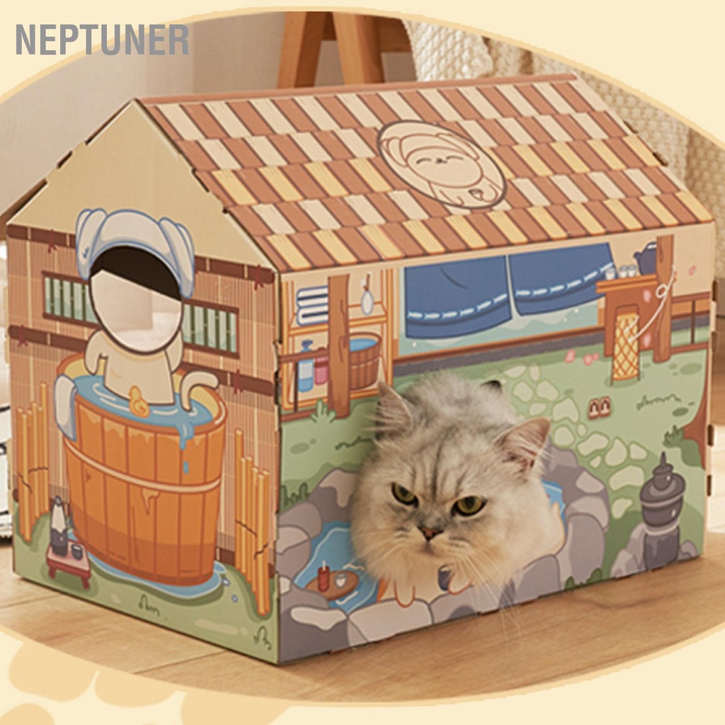 neptuner-บ้านแมว-กระดาษแข็ง-แบบพกพา-ปลอดภัยต่อสุขภาพ-ทนต่อการสึกหรอ-สําหรับแมว