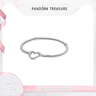 Pandora สร้อยข้อมือเงิน รูปกระดูกงู หัวใจ 599539C00 ของขวัญคริสต์มาส เรียบง่าย สําหรับเด็กผู้หญิง s928