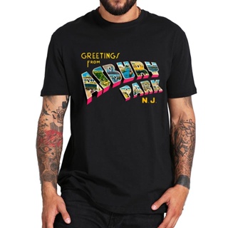 เสื้อวันพีช - บรูซ Steen ทักทายจาก Asbury Park Nj เปิดตัวอัลบั้มนักร้องร็อคการ์ตูน Slim Fit รอบคอชา