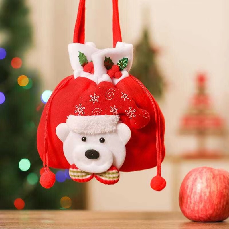 ถุงขนม-ถุงของขวัญ-ลายการ์ตูนคริสต์มาส-สโนว์แมน-ซานตาคลอส-กวาง-คริสต์มาส-สีแดง