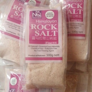 NQเกลือชมพูละเอียด Himalayan rock salt ชนิดถุง  500 กรัม