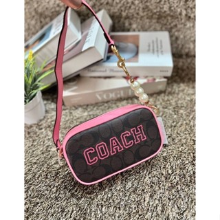 COACH JAMIE WRISTLET IN SIGNATURE CANVAS WITH VARSITY MOTIF