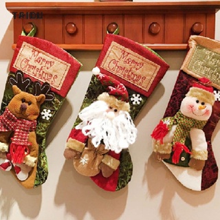 TAIDU ถุงเท้าคริสต์มาส ถุงของขวัญ คริสต์มาส วันคริสต์มาสอีฟ ต้นคริสต์มาสสำหรับเด็ก จี้ขนม