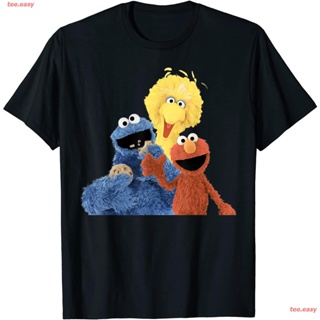 แฟชั่นยูเสื้อยืด ถนนงา วงดนตรี หิน นักร้อง ผู้ชาย เสื้อยืด US Sesame Street Group Big Bird Cookie Monster Elmo