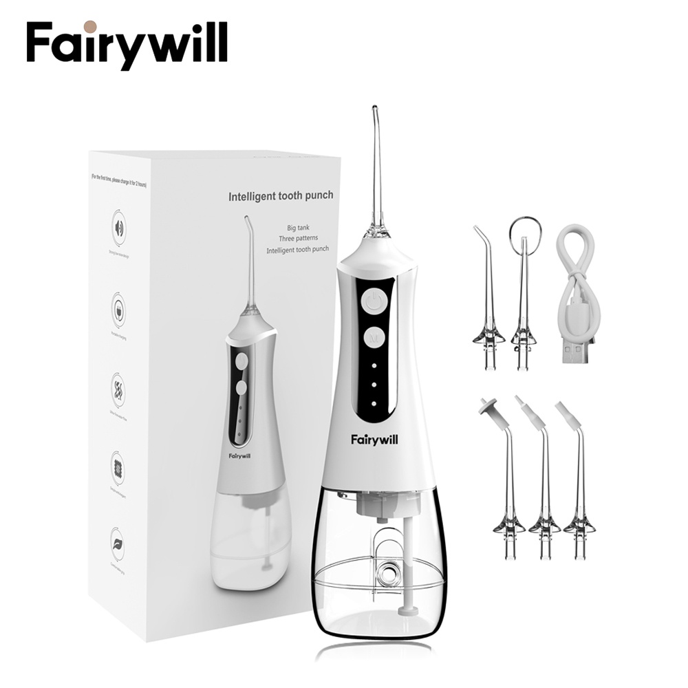 Fairywill L10 ไหมขัดฟันพลังน้ำ 300ml ถังเก็บน้ำ 5 หัวฉีด รับประกันหนึ่ง