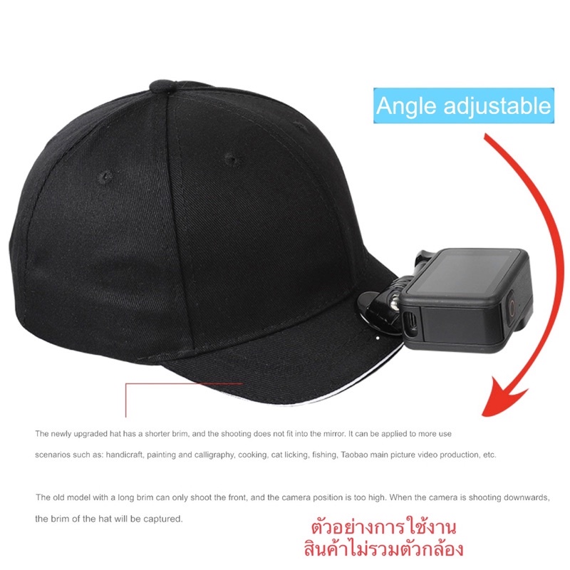 หมวก มีขาสำหรับใส่ Gopro และ กล้องแอคชั่น Hat with Gopro & Action ...
