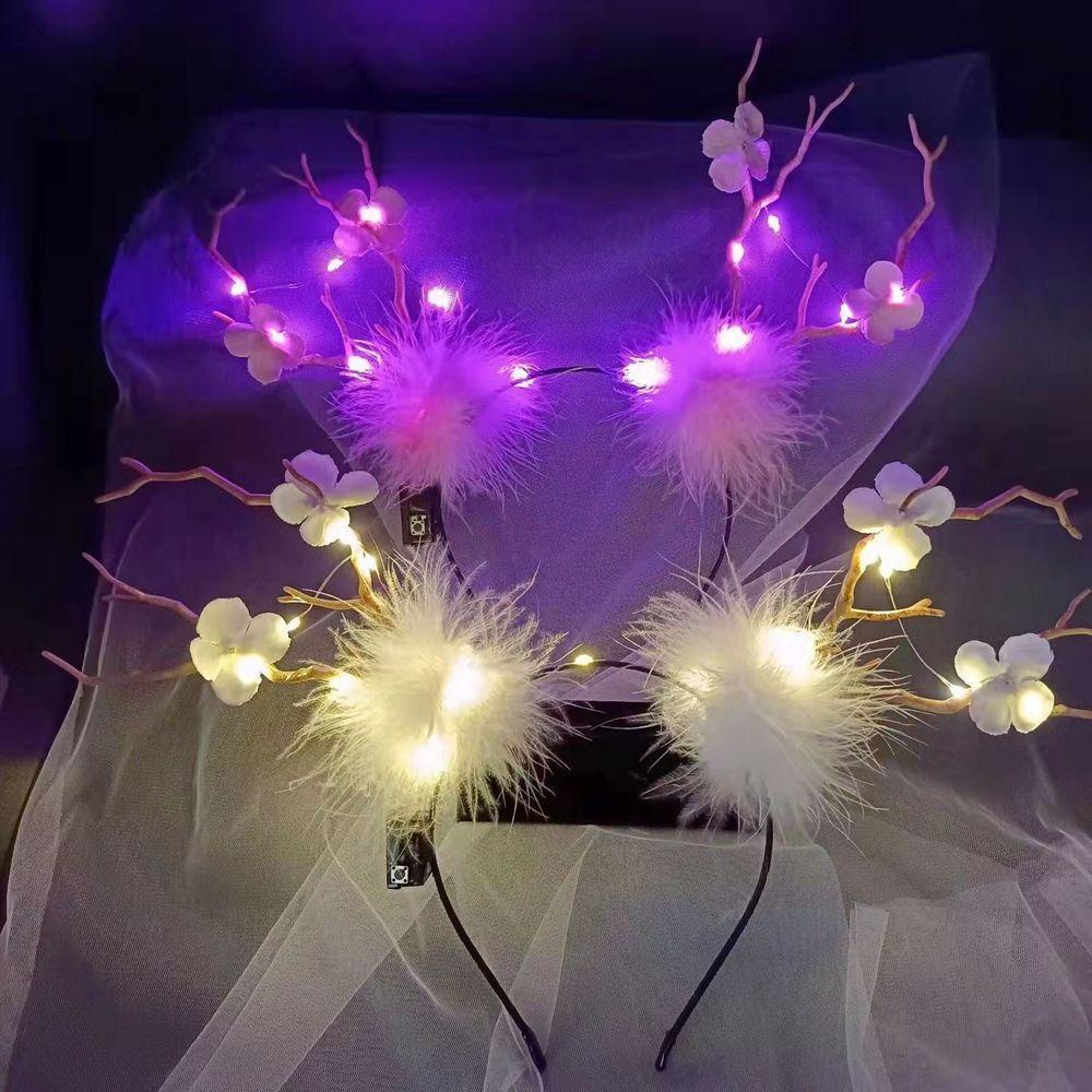 aelegant-ที่คาดผมคอสเพลย์-ลายการ์ตูนซานต้า-กวางเรนเดียร์-คริสต์มาส-มีไฟ-led-เรืองแสง-สําหรับผู้หญิง