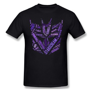 เสื้อคนอ้วน เสื้อวินเทจผญ Decepticon Transformers พิมพ์เสื้อยืดแขนสั้นผู้ชายฤดูร้อนหลวมผ้าฝ้าย i8Sm