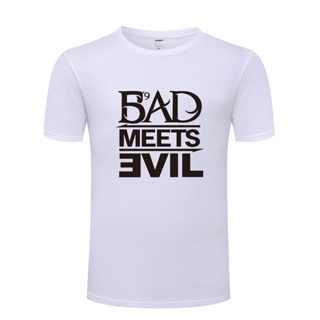 เสื้อยืดวินเทจ - เสื้อยืดผู้ชายปี 2022 Eminem Bad Meets Evil Rock Rap s เสื้อยืดแขนสั้น O คอผ้าฝ้า