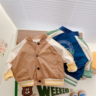 [Babycat] พร้อมส่ง เสื้อแจ็กเก็ตเบสบอล แขนยาว พิมพ์ลายตัวอักษร สไตล์เกาหลี ญี่ปุ่น ฤดูใบไม้ร่วง สําหรับเด็กผู้ชาย