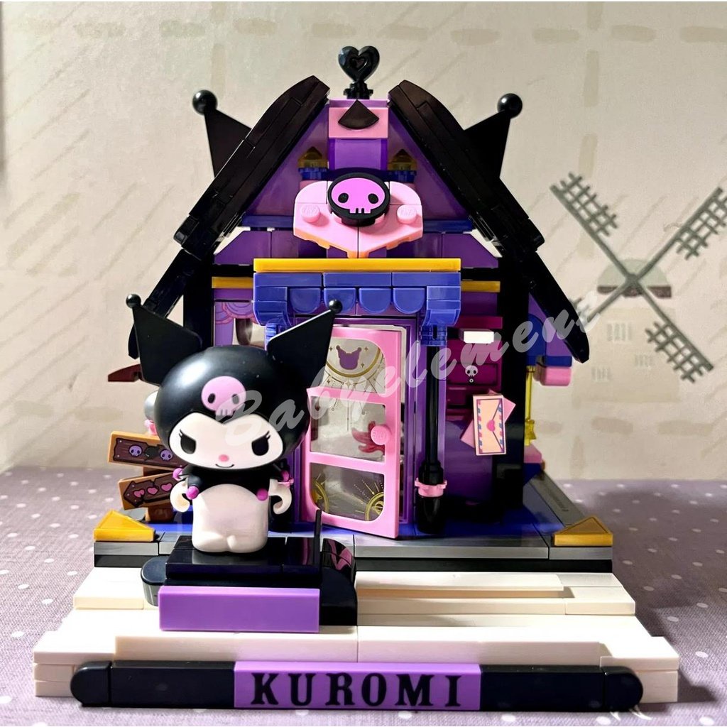 บล็อกตัวต่อปริศนา-sanrio-kuromi-การเล่นน้ำชุดมุมมองถนนความคิดสร้างสรรค์การ์ตูน-ประกอบของเล่นโมเดลของขวัญเด็กผู้หญิง