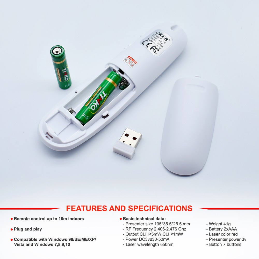 ส่งเร็ว-oker-p-118-2-4ghz-wireless-presenter-laser-pointer-เลเซอร์พอยเตอร์-พรีเซนเตอร์-dm