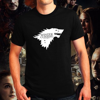 เสื้อตราหานคู่ เสื้อแฟชั่นผญ2022 อื่นๆ - เกมของบัลลังก์ฤดูหนาวมา Stark GOT Tshirt สําหรับผู้ชาย 01