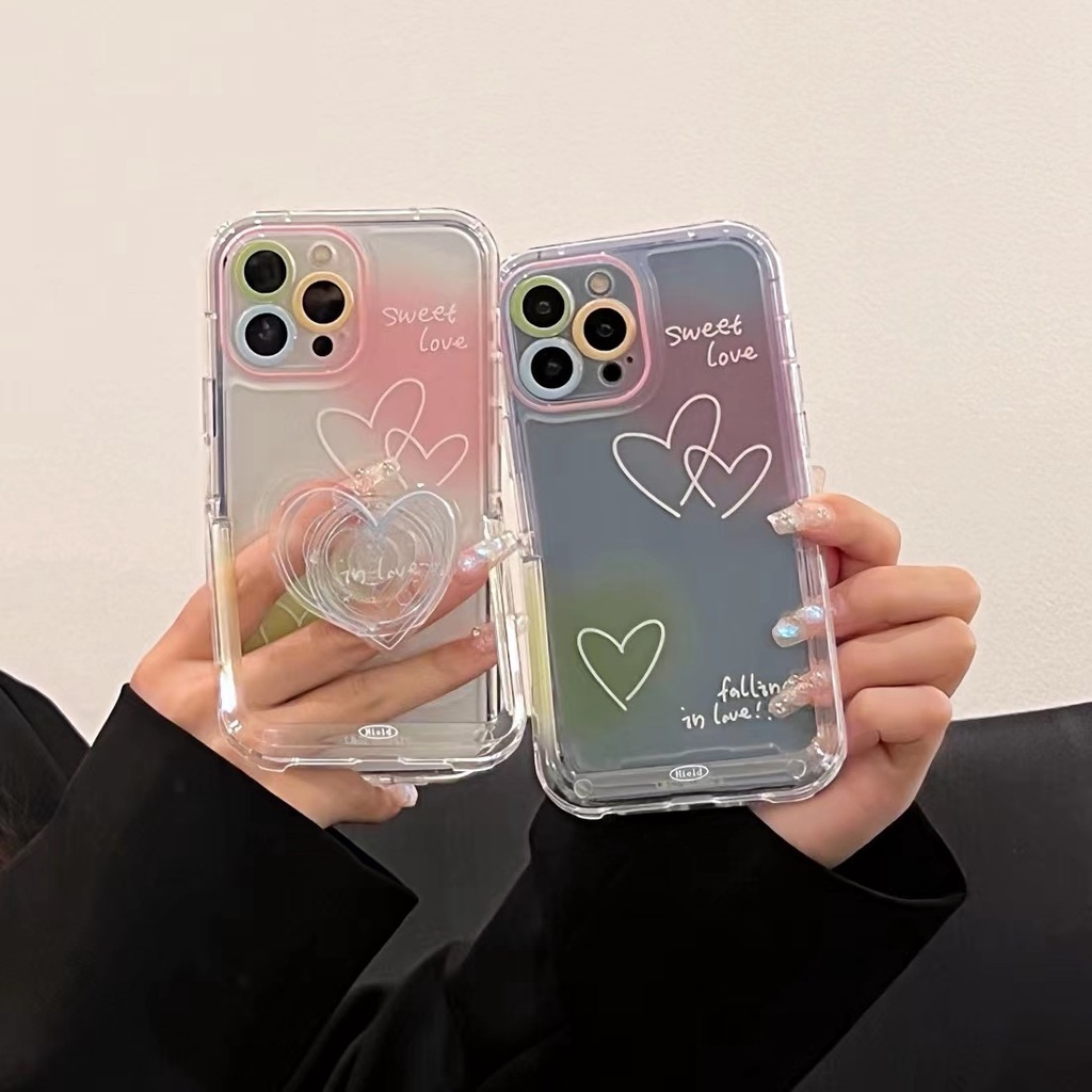 ภาพสินค้าจัดส่งภายใน24ชั่วโ เคสไอโฟน14 Pro Max 13 12 11 เคส for iPhone 14พลัส รูปหัวใจ พร้อมขาตั้ง พกง่ายๆ การป้องกันการตก Case จากร้าน casephonev บน Shopee ภาพที่ 1