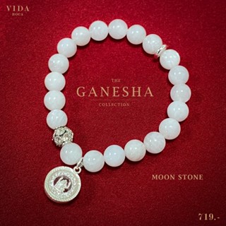 Moon Stone + Ganesha จี้พระพิฆเนศเงินแท้