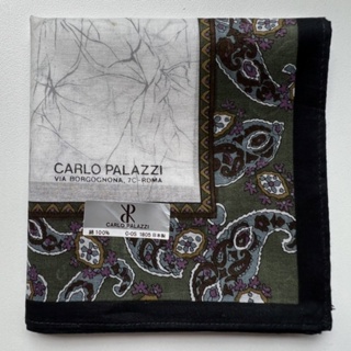 ผ้าเช็ดหน้าวินเทจผู้ชาย CARLO PALAZZI แบรนด์เนมแท้ 💯%