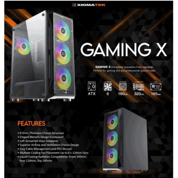 (Gaming X) Xigmatek Computer Case Gaming X (Rain Bow RGB),NPC327,NPC328