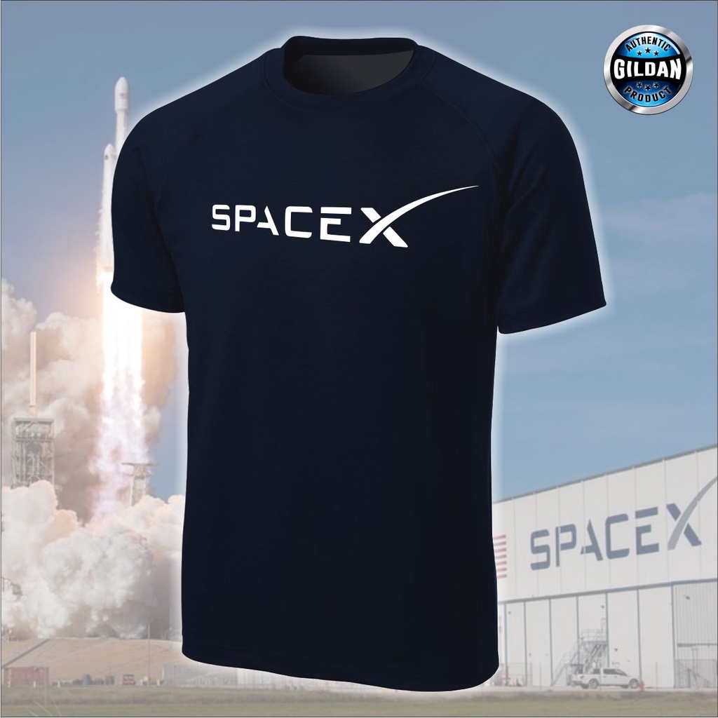 เสื้อคู่-เสื้อยืดสีขาว-gildan-แบรนด์-spacex-จรวดการบินและอวกาศ-บริษัท-เสื้อยืด-space-x-เสื้อการบิน