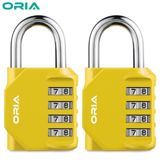Oria กุญแจล็อกรหัสผ่าน 4 หลัก ตั้งค่าใหม่ได้ อเนกประสงค์ สําหรับโรงเรียน กีฬา ตู้ กระเป๋าเดินทาง (2 ชิ้น)