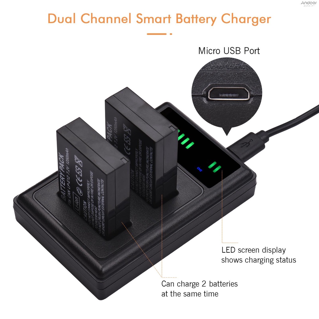 lp-e12-ชุดที่ชาร์จแบตเตอรี่อัจฉริยะ-usb-และที่ชาร์จแบตเตอรี่กล้อง-1-ชิ้น-และหน้าจอ-led-7-4v-1250mah-lp-e12-2-ชิ้น