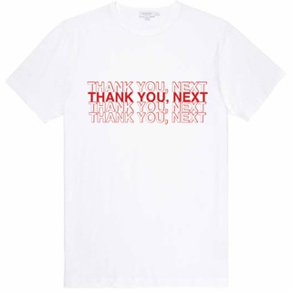 เสื้อเบลาส์ เสื้อยืด ▬﹉เสื้อยืดคอกลม แขนสั้น UNISEX THANK YOU, NEXT ผ้าฝ้าย สีขาว ทุกไซต์ เสื้อคู่