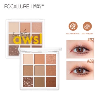 Focallure  พาเลตต์อายแชโดว์ 9 สี ติดทนนาน แมทอายชาโดว์ เครื่องสำอางค์