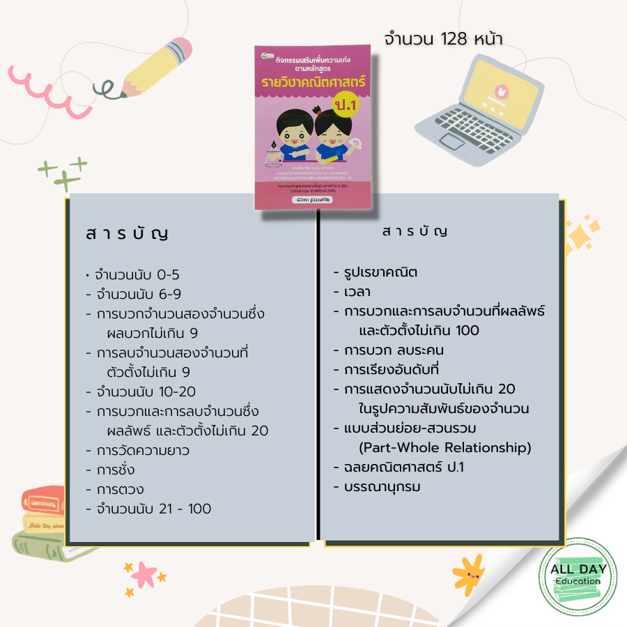 หนังสือ-กิจกรรม-เสริมเพิ่ม-ความเก่ง-ตามหลักสูตร-รายวิชา-คณิตศาสตร์-ป-1-gt-การศึกษา-การสอน-การเรียน-คู่มือเรียนประถม-เฉลย