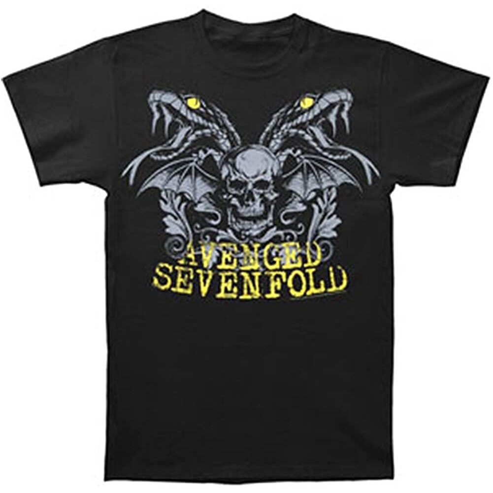 เสื้อยืดโอเวอร์ไซส์เสื้อยืดเทรนด์-avenged-sevenfold-mens-snake-eyes-slim-fit-t-shirt-black-เสื้อยืด-discount-พิมพ์ลายกร