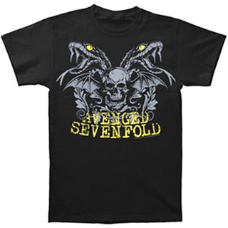 เสื้อยืดโอเวอร์ไซส์เสื้อยืดเทรนด์ Avenged Sevenfold Mens Snake Eyes Slim Fit T-Shirt Black เสื้อยืด discount พิมพ์ลายกร