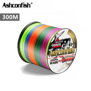 Ashconfish สายเอ็นตกปลา แบบถัก PE X16 300 ม. หลากสี 16 เส้น