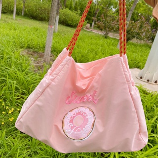 💛 กระเป๋าผ้าใบใหญ่ 💛 Gan Nino Yi Mengling Student Embroidery Environmental Protection Bag Embroidery Nylon Bag Bag Bag