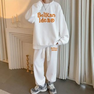 ✨เสื้อคอกลม+กางเกงขายาว สูทผู้ชาย สไตล์สปอร์ต ลำลอง ทรงหลวม