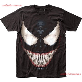 แฟชั่นที่กำหนดเอง Venom เวน่อม มาร์เวลคอมิกส์ Venom (Marvel Comics) Mens Sinister Smile Subway T-Shirt Black เสื้อยืดพิ