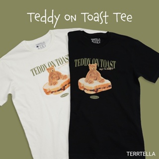 เสื้อวินเทจผญ เสือยืดผู้ชาย Terrtella เสื้อยืดคอกลม ลาย Teddy on Toast เสื้อยืดผู้ชาย90 เสื้อยืด Tee