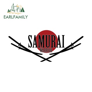Earlfamily สติกเกอร์ไวนิล ลายนักรบซามูไร กันน้ํา สีแดง 13 ซม. x 5.5 ซม. สําหรับติดตกแต่งรถยนต์ รถจักรยานยนต์ JDM