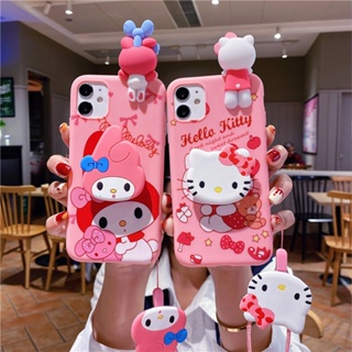 เคสโทรศัพท์มือถือ ลายการ์ตูนเฮลโลคิตตี้ พร้อมสายคล้อง สําหรับ iphone 13 mini 14 pro max i15 plus