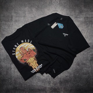 Hitam เสื้อยืดลําลอง แขนสั้น พิมพ์ลาย VOLCOM Black STONE MADE นําเข้า สําหรับผู้ชาย