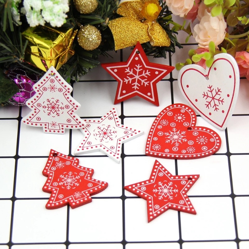จี้ไม้-รูปหัวใจ-เกล็ดหิมะ-สําหรับแขวนตกแต่งต้นคริสต์มาส-diy-12-ชิ้น