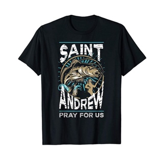 ผลิตภัณฑ์ใหม่👕เสื้อยืดคอกลม ผ้าฝ้าย พิมพ์ลาย St Andrew Patron Saint of Fisherman สไตล์ฮิปฮอป สตรีท ฮาราจูกุ สําหรับผู้ช