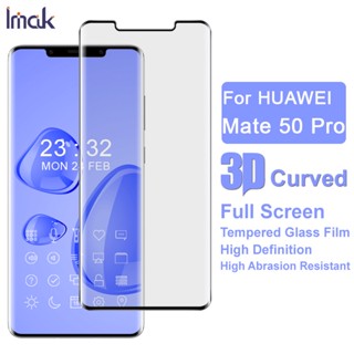 Original Imak Huawei Mate 50 Pro กระจกนิรภัย 3D โค้ง เต็มรูปแบบ ฟิล์มกันรอยหน้าจอ