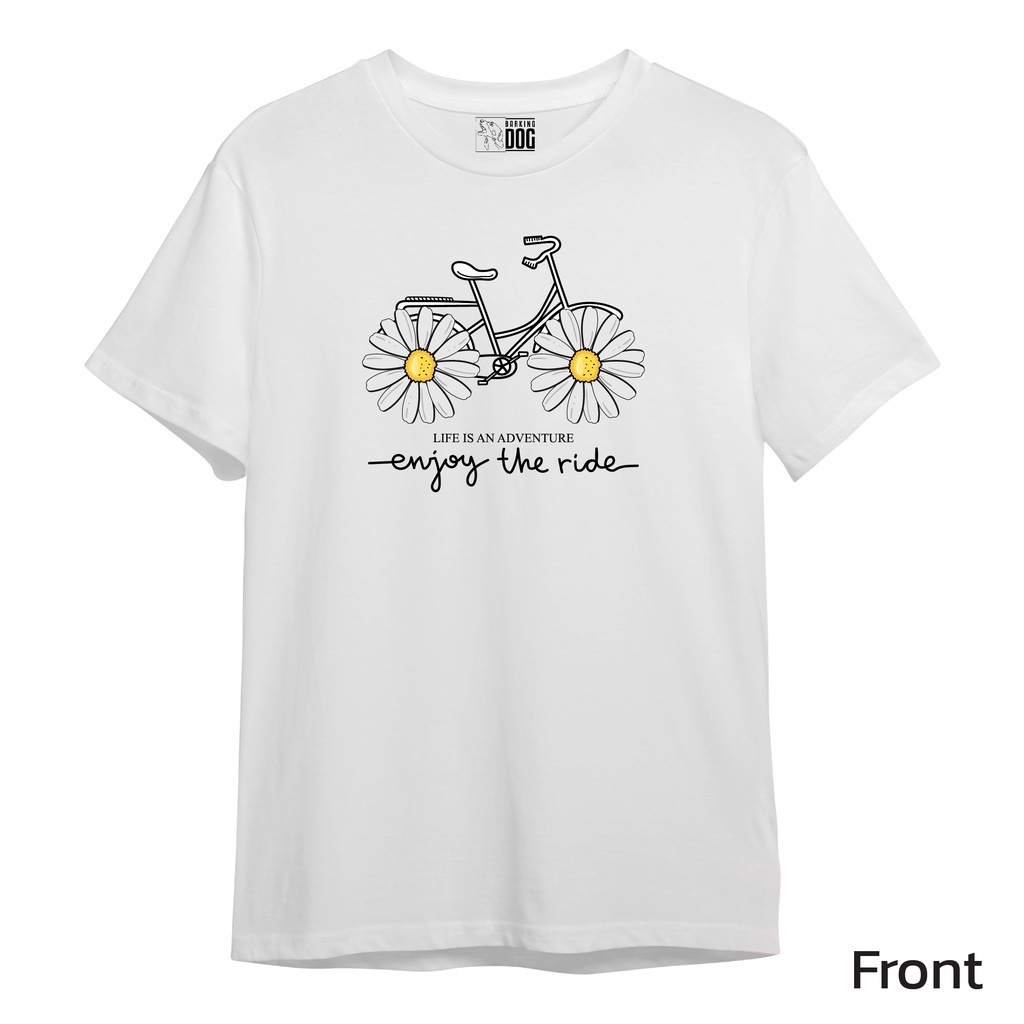 tee-เสื้อยืดแฟชั่น-barking-dog-เสื้อยืดแขนสั้น-gildan-premium-woman-สกรีน-dtg-ลาย-bicycle-daisy