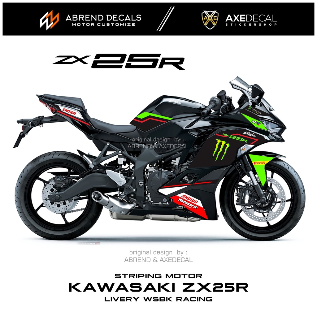 Striping ZX25R Livery KRT WSBK Racing/Kawasaki ZX 25Rรถจักรยานยนต์สติก ...