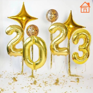 ลูกโป่งฟอยล์อลูมิเนียม ลายตัวอักษร Happy 2023 ขนาด 16 นิ้ว สําหรับตกแต่งบ้าน ปาร์ตี้ปีใหม่
