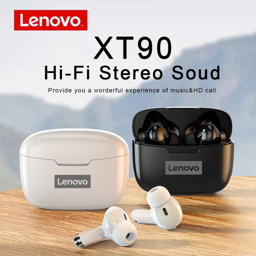 ภาพหน้าปกสินค้าLenovo XT90 หูฟัง TWS Wireless หูฟังบลูทูธ Bluetooth 5.0 Touch Control IPX5 Waterproof Headset With 300mAh Charging Box