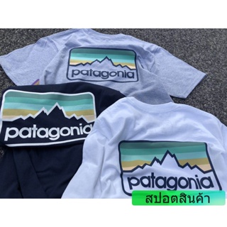 เสื้อสีขาว ชุดเซ็ต 2 ชิ้น แฟชั่นยูนิเซ็กซ์✼○เสื้อยืดแขนสั้น Patagoniat พิมพ์ลายแฟชั่นผู้ชาย เสื้อขาว