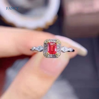 Fancyqube แหวน ประดับเพทาย AAA สีแดง เรียบง่าย สไตล์วินเทจ เครื่องประดับสําหรับผู้หญิง