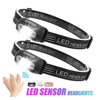 ⚡⚡ จัดส่งในประเทศไทย ⚡ ไฟหน้า LED แบบชาร์จไฟขนาดเล็ก Body Motion Sensor ไฟหน้าแคมป์ปิ้งไฟฉายไฟหน้าไฟฉายพร้อม USB