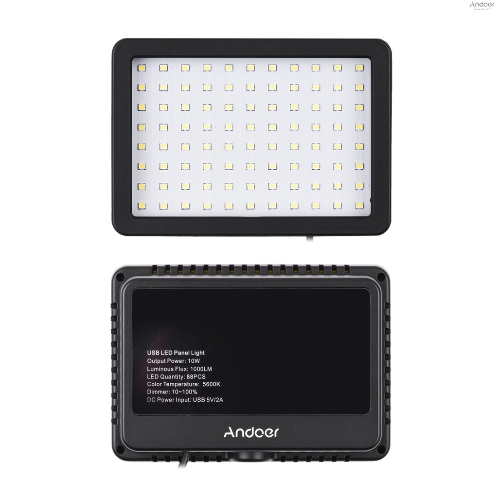 andoer-ชุดไฟ-led-10w-5600k-แผงไฟวิดีโอ-led-ขาตั้งกล้อง-2-100-ซม-39-4-นิ้ว-2-อะแดปเตอร์หัวบอล-ยืดหยุ่น-2-ฟิลเตอร์สี-8-สําหรับ-youtub