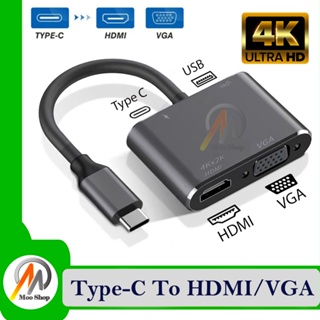 USB C to HDM-I Adapter 4K 4 in 1 Type-C to HDM-i เอชดีเอ็มไอ / VGA / USB 3.0 Port + USB C Female Port Converter
