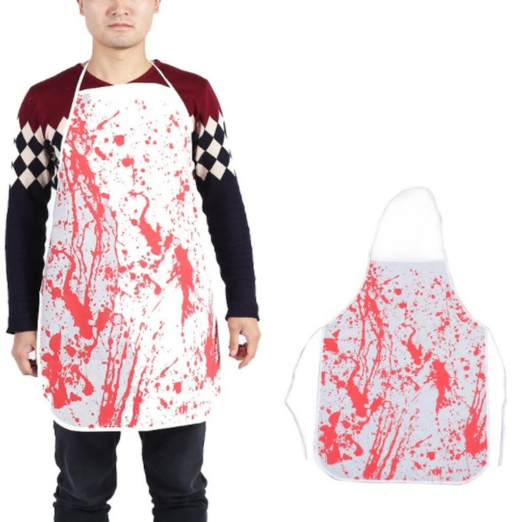 ภาพหน้าปกสินค้าผ้ากันเปื้อนฮาโลวีน ผ้ากันเปื้อนพิมพ์รอยเลือด จากร้าน skwi_shop บน Shopee